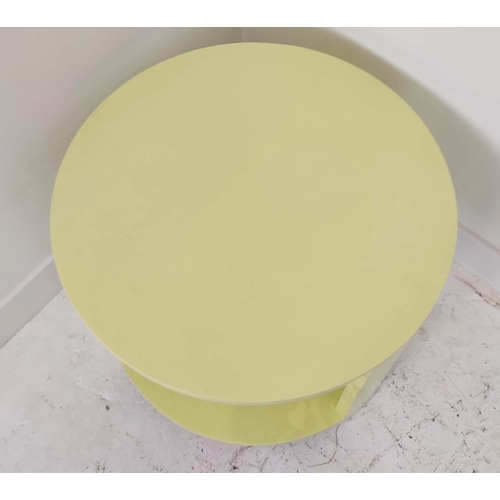 368 - JULIAN CHICHESTER 'TRIBECA' YELLOW LACQUERED SIDE TABLE, 60cm W x 47cm D.