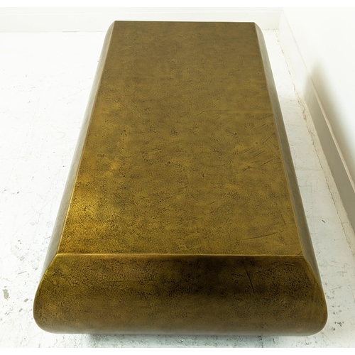 370 - JULIAN CHICHESTER 'PUFF' COFFEE TABLE, in a blackened brass style finish, 80cm D x 49cm H x 150cm L