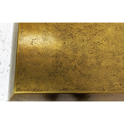 370 - JULIAN CHICHESTER 'PUFF' COFFEE TABLE, in a blackened brass style finish, 80cm D x 49cm H x 150cm L