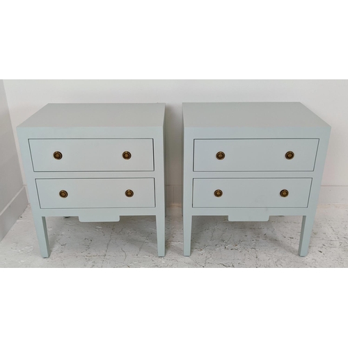 376 - JULIAN CHICHESTER 'FRENCH COUNTRY' BEDSIDE CHEST, a pair, in powder blue, end 59cm W x 41cm D x 65cm... 