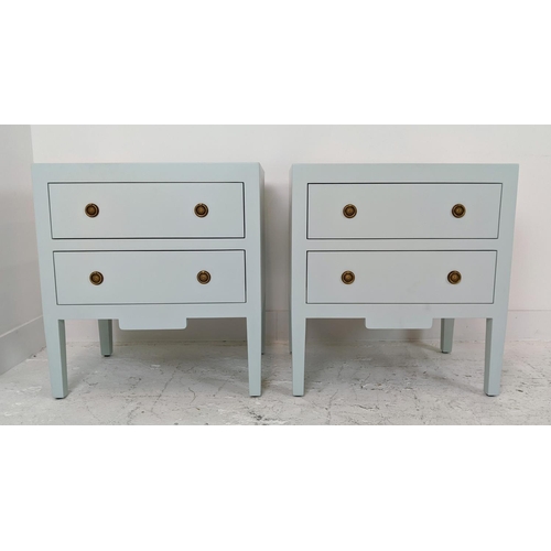 376 - JULIAN CHICHESTER 'FRENCH COUNTRY' BEDSIDE CHEST, a pair, in powder blue, end 59cm W x 41cm D x 65cm... 