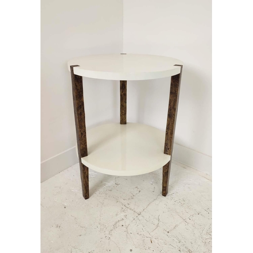 377 - JULIAN CHICHESTER 'LEOPOLDO' SIDE TABLE, in high gloss ivory, 51cm W x 68cm H.