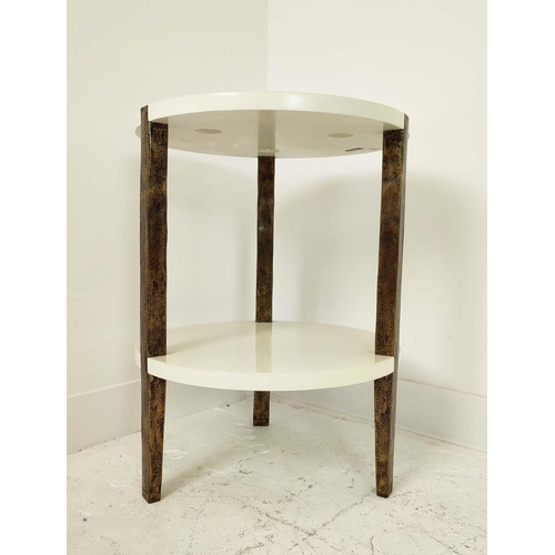 377 - JULIAN CHICHESTER 'LEOPOLDO' SIDE TABLE, in high gloss ivory, 51cm W x 68cm H.