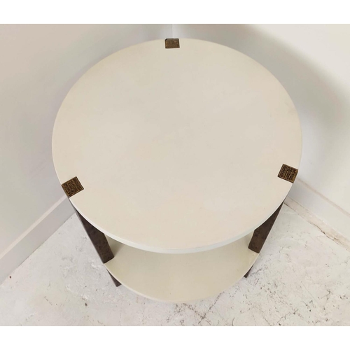 377 - JULIAN CHICHESTER 'LEOPOLDO' SIDE TABLE, in high gloss ivory, 51cm W x 68cm H.