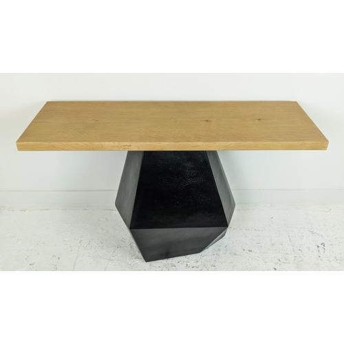 391 - JULIAN CHICHESTER 'CUBE' CONSOLE, bleached oak top, 41cm D x 120cm W x 77cm H.