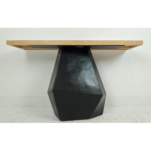 391 - JULIAN CHICHESTER 'CUBE' CONSOLE, bleached oak top, 41cm D x 120cm W x 77cm H.