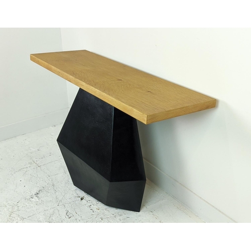 391 - JULIAN CHICHESTER 'CUBE' CONSOLE, bleached oak top, 41cm D x 120cm W x 77cm H.