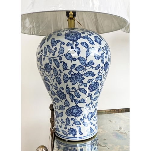 305 - LAUREN RALPH LAUREN HOME TABLE LAMPS, a pair, blue and white ceramic, with shades, 69cm H approx. (2... 