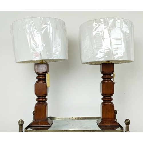 309 - LAUREN RALPH LAUREN HOME TABLE LAMPS, a pair, carved wood, with shades, 68cm H approx. (2)