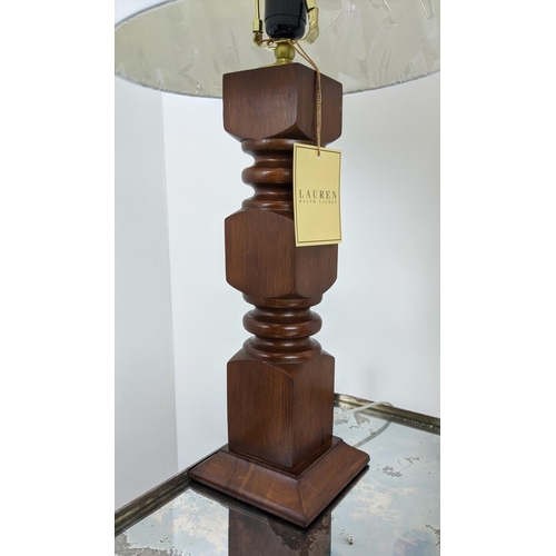 309 - LAUREN RALPH LAUREN HOME TABLE LAMPS, a pair, carved wood, with shades, 68cm H approx. (2)