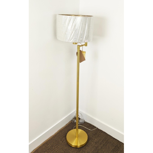 316 - LAUREN RALPH LAUREN HOME FLOOR LAMP, gilt metal, with shade, 143cm H.