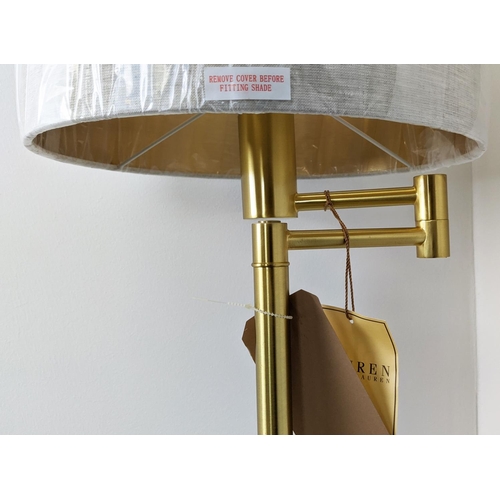 316 - LAUREN RALPH LAUREN HOME FLOOR LAMP, gilt metal, with shade, 143cm H.