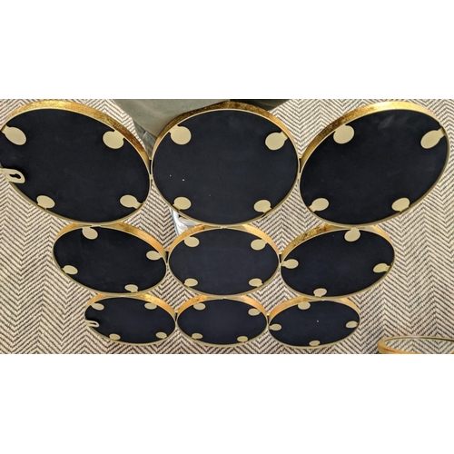 436 - WALL MIRRORS, a pair, 1960s French style, segmented design, gilt metal frames, 70cm x 70cm.