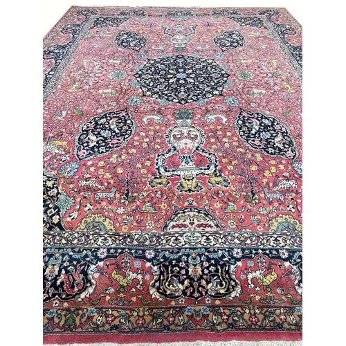 89 - VINTAGE PERSIAN SAFAVID HUNTING DESIGN CARPET, 410cm x 310cm.