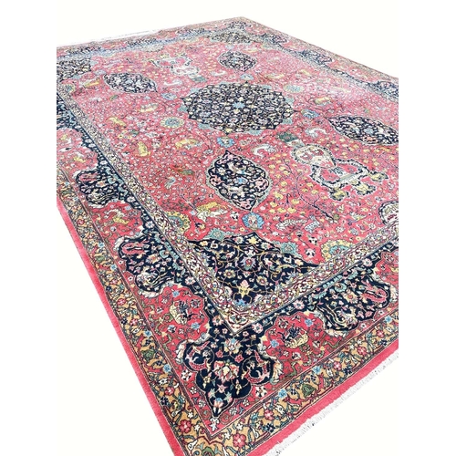 89 - VINTAGE PERSIAN SAFAVID HUNTING DESIGN CARPET, 410cm x 310cm.