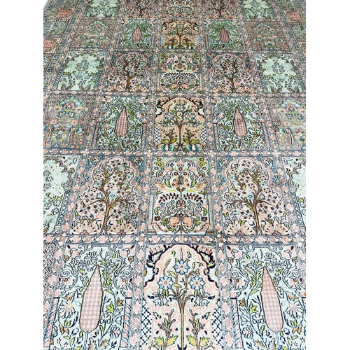 98 - GARDEN DESIGN SILK CARPET, 277cm x 188cm.