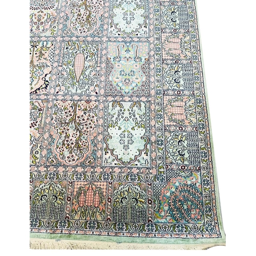 98 - GARDEN DESIGN SILK CARPET, 277cm x 188cm.