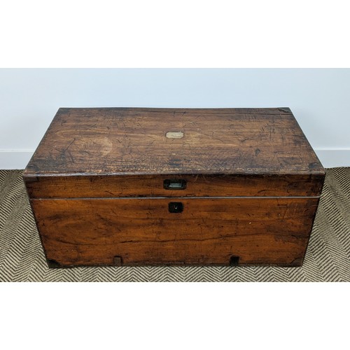 244 - CAMPHORWOOD TRUNK, 19th century, with a rising lid, 105cm W x 52cm D x 50cm H.