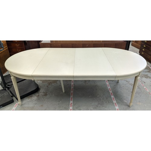 386 - DINING TABLE, extendable in painted finish, with detachable fluted supports, 120cm D x 232cm L, full... 