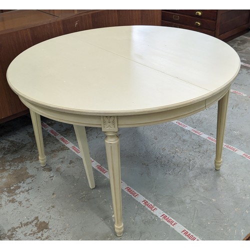 386 - DINING TABLE, extendable in painted finish, with detachable fluted supports, 120cm D x 232cm L, full... 