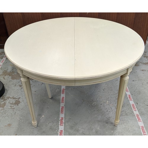 386 - DINING TABLE, extendable in painted finish, with detachable fluted supports, 120cm D x 232cm L, full... 