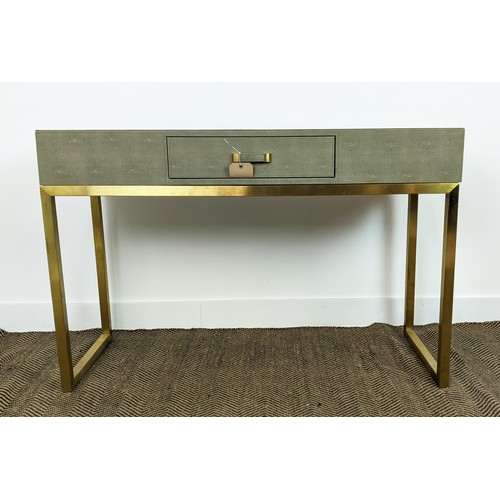 427 - DRESSING TABLE, faux shagreen, with single drawer on gilt metal base, 120cm W x 79cm H x 45cm D.