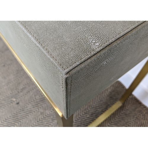 427 - DRESSING TABLE, faux shagreen, with single drawer on gilt metal base, 120cm W x 79cm H x 45cm D.