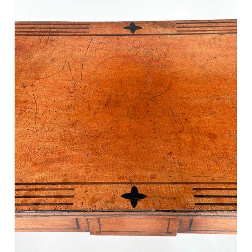 136 - SIDE TABLE, Regency period satinwood and ebony inlaid, adapted, D shaped with turned supports, 90cm ... 