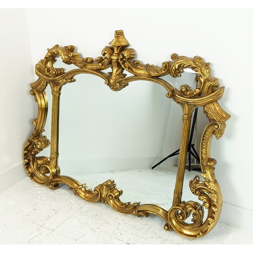 183 - WALL MIRROR, Rococo style gilt framed, 99cm H x 129cm.