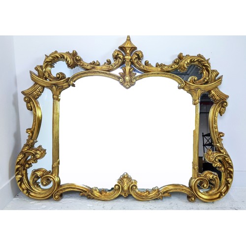 183 - WALL MIRROR, Rococo style gilt framed, 99cm H x 129cm.