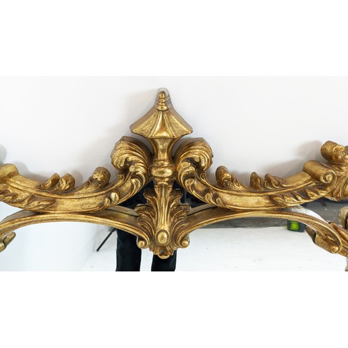 183 - WALL MIRROR, Rococo style gilt framed, 99cm H x 129cm.