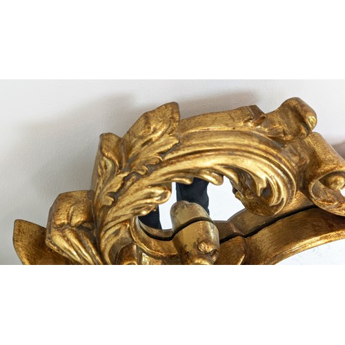 183 - WALL MIRROR, Rococo style gilt framed, 99cm H x 129cm.