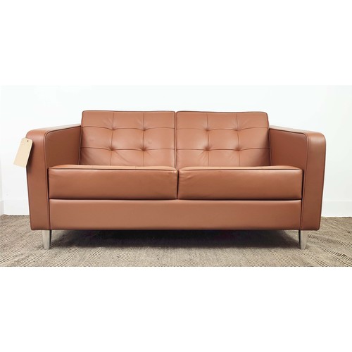 311 - DAVIDSON HIGHLY SOFA, 112.5cm W, tan leather.