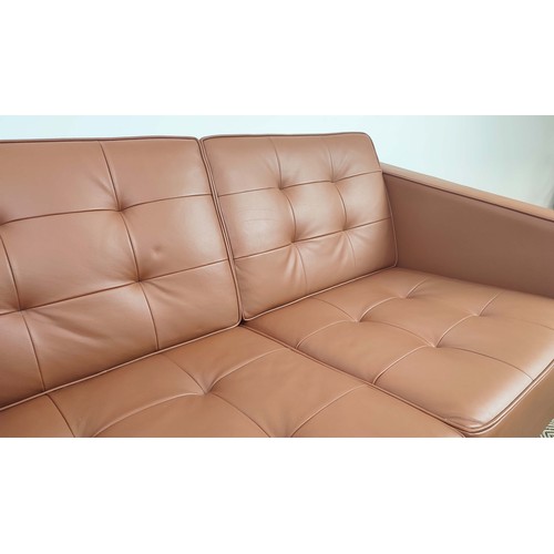 311 - DAVIDSON HIGHLY SOFA, 112.5cm W, tan leather.