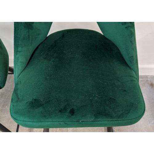 412 - EICHHOLTZ AVORIO COUNTER STOOLS, a set of three, Roche green velvet upholstered, 91cm H. (3)