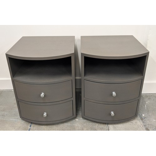 421 - SIDE CHESTS, a pair, 43cm x 45cm x 55.5cm, bow fronted, each with two drawers. (2)