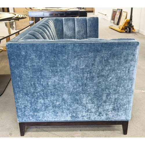 438 - SOFA, in Colefax and Fowler blue 'cosima' velvet, 200cm W x 90cm D x 78cm D.