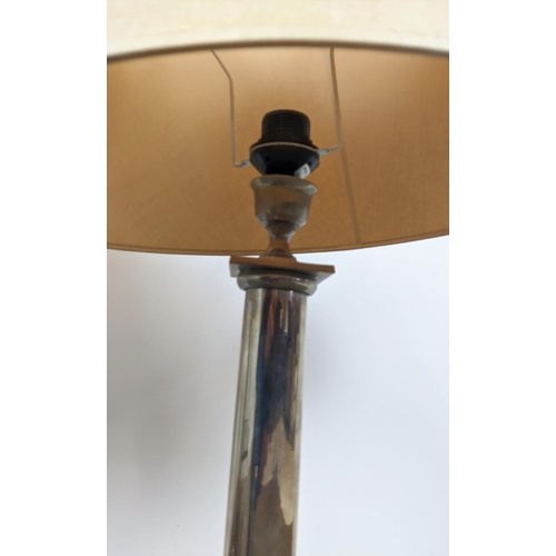 440 - TABLE LAMPS, a pair, with line style shades, each 90cm tall overall. (2)