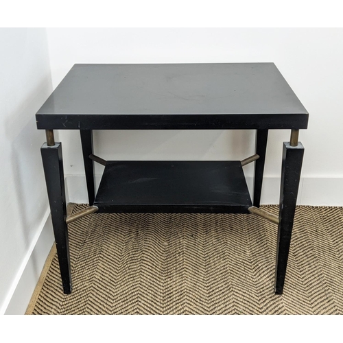 444 - SIDE TABLE, reputedly by Paulo Moschino, 65cm W x 50cm D in an ebonised finish.