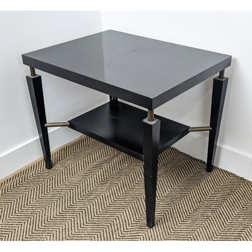 444 - SIDE TABLE, reputedly by Paulo Moschino, 65cm W x 50cm D in an ebonised finish.