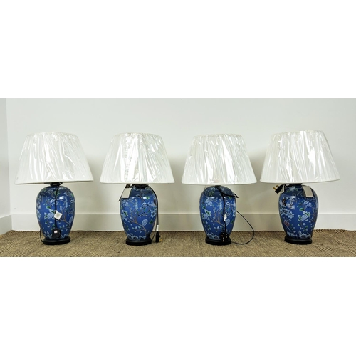 456 - CHINOISERIE TABLE LAMPS, a set of four, with shades, 62cm H. (4)