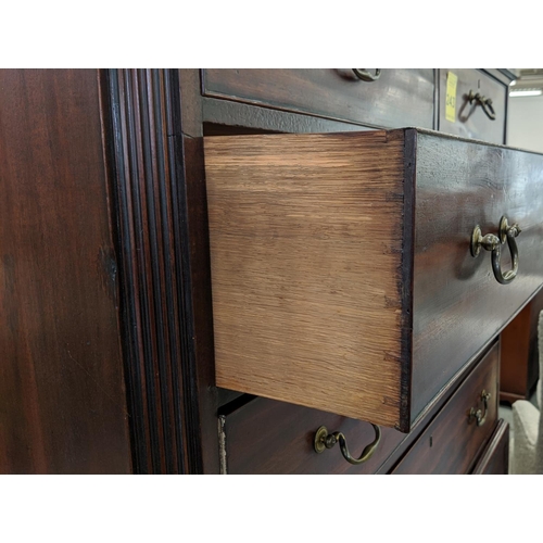 243 - CHEST ON CHEST, George III mahogany in two parts with eight drawers, 116cm W x 55cm D x 178cm H.