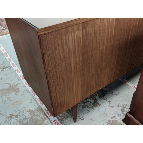 307 - SIDEBOARD, vintage mid century, with later glass to top, 190.5cm x 48cm x 81.5cm.