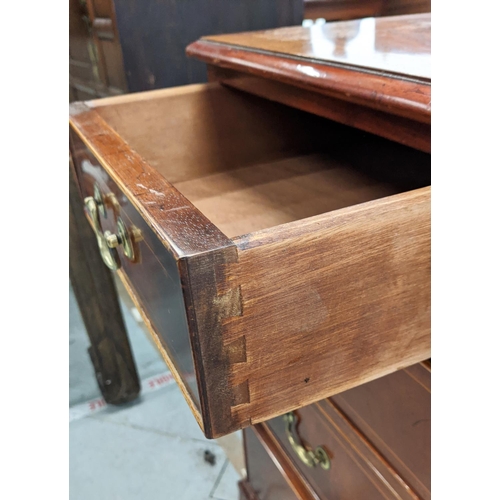 447 - CHEST, Georgian style mahogany and line inlaid with nine drawers, 78cm H x 156cm x 46cm.