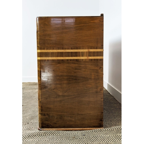 451 - SIDEBOARD, Art deco walnut with horizontal inlay and two doors enclosing a drawer and shelves, 87cm ... 