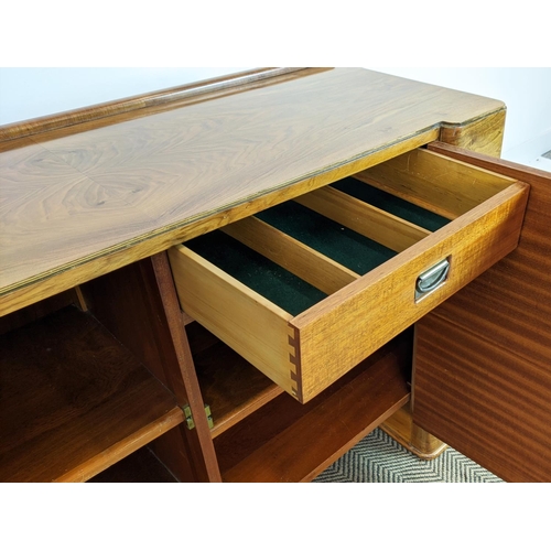 451 - SIDEBOARD, Art deco walnut with horizontal inlay and two doors enclosing a drawer and shelves, 87cm ... 