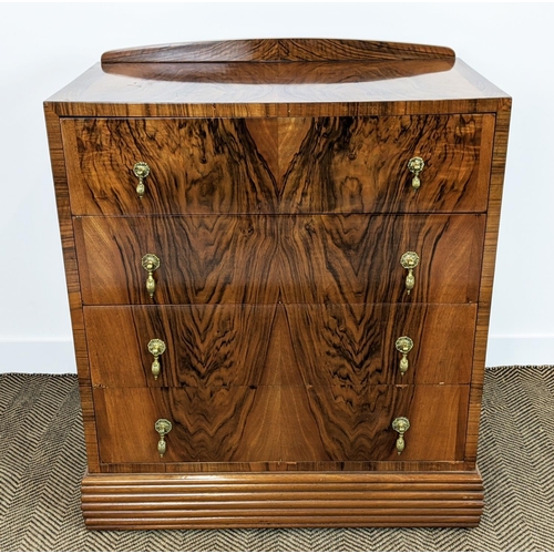 455 - CHEST, Art Deco walnut, of four drawers, 101cm H x 88cm x 50cm.