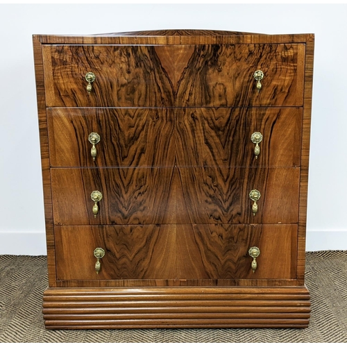 455 - CHEST, Art Deco walnut, of four drawers, 101cm H x 88cm x 50cm.