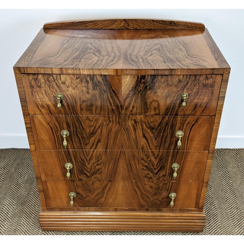 455 - CHEST, Art Deco walnut, of four drawers, 101cm H x 88cm x 50cm.