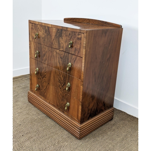 455 - CHEST, Art Deco walnut, of four drawers, 101cm H x 88cm x 50cm.